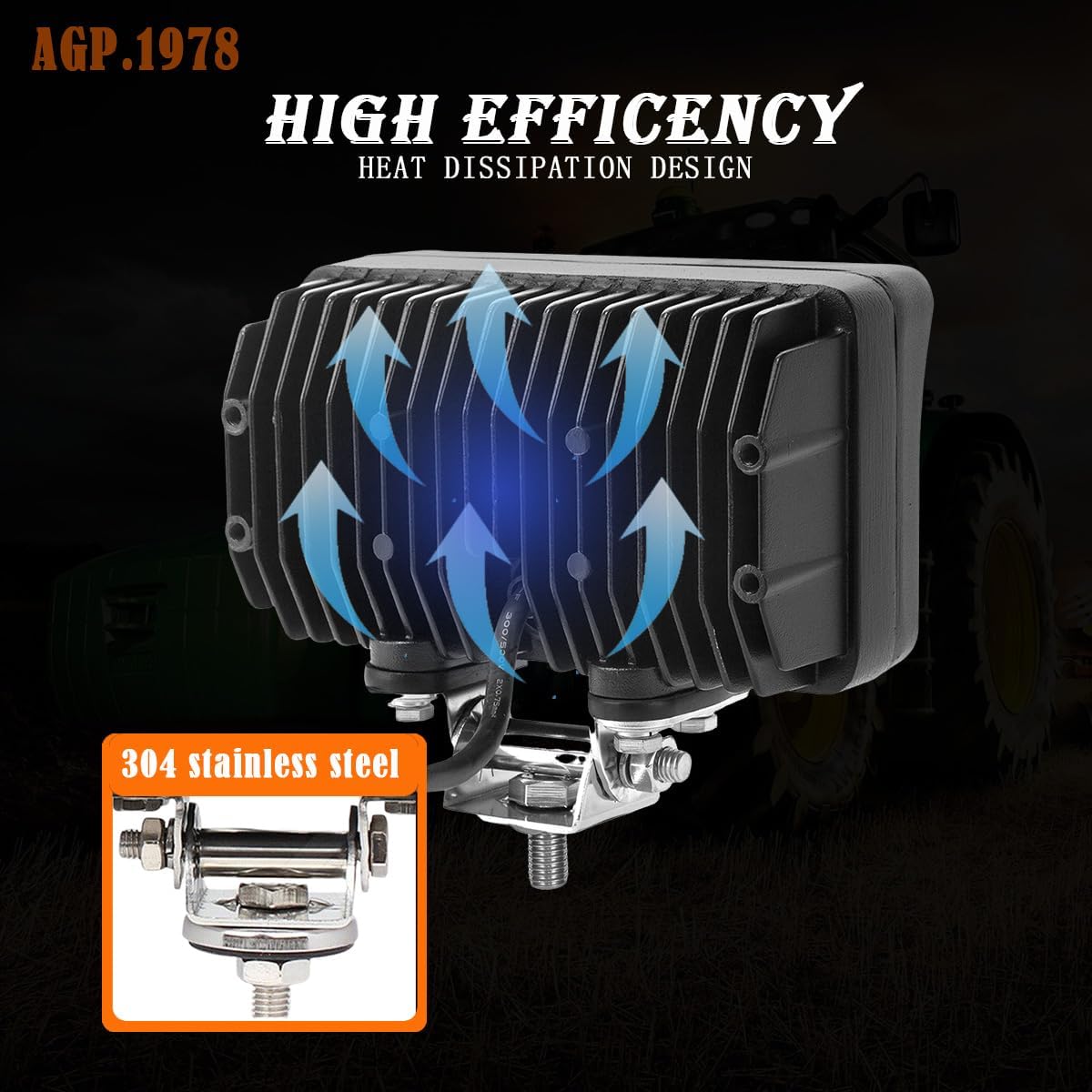 45W LED Work Light 6 in Flood Fog Lamp Ultra Brightness 12V Compatible with John Deere Tractor Combine, Agriculture Vehicles Off Road, Tractor (Transparent Cover Flood DT Connector)