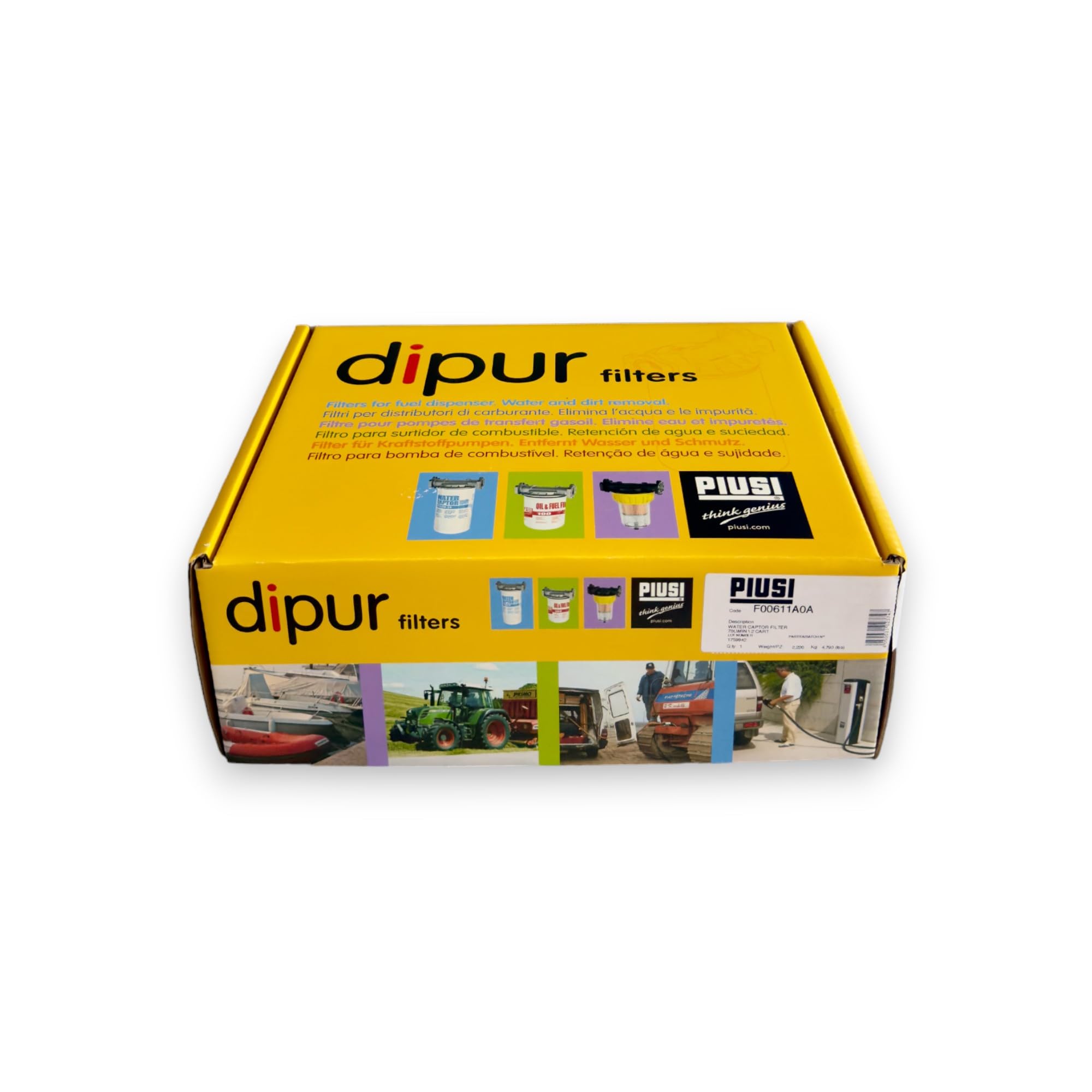 PIUSI Kit Filtro Carburante/Separatore d'acqua per cisterna Completo Supporto testa + 2x Cartucce, Portata 70 l/min, Filtrazione 30 micron | Water Captor F00611A0A