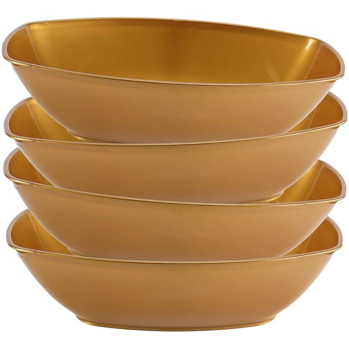 Buy Nicole Fantini's Gold 80 Oz Oval Shaped Disposable Plastic Serving