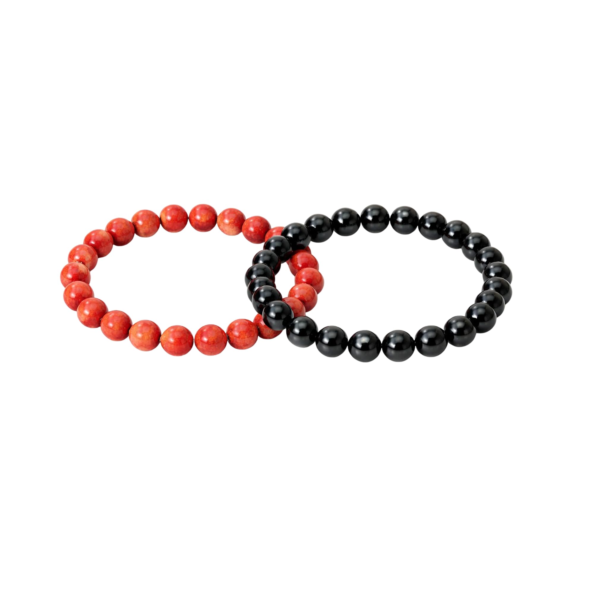 Serein Red Jasper with Black Tourmaline Bracelet Combo Reiki Crystal Healing Bracelet 8 mm Natural Stone Stretch Bracelets Help To Protect Against Negative Energy, Strength, Grounding & Protection