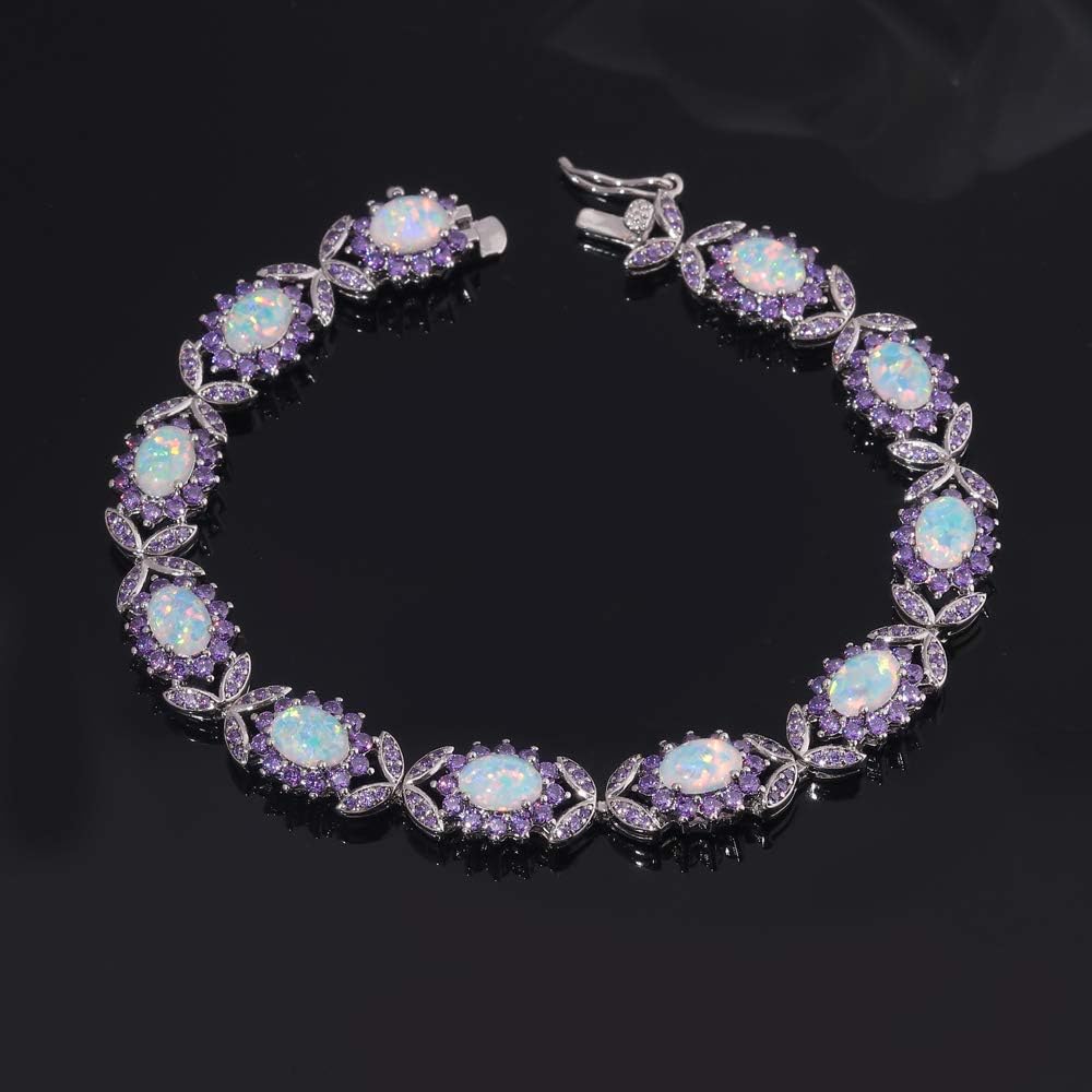 CiNily Fashion Sterling Silver or White Gold Plated Opal Bracelets for Bridal, Wedding, Prom, Party, Pageant, Evening Wear, Party Wear - Image 2