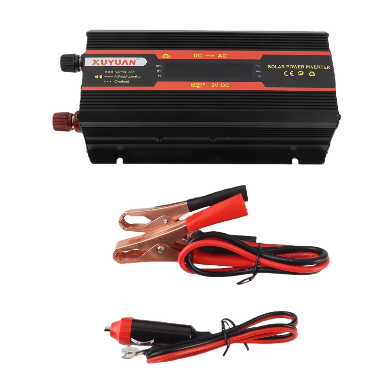 Cuifati Inversor de Onda Sinusoidal Pura de 1000 W, Inversor de Corriente para Coche de 12 V 24 V con Disipación de Calor Automática, Inversor de Corriente Solar para Coche con