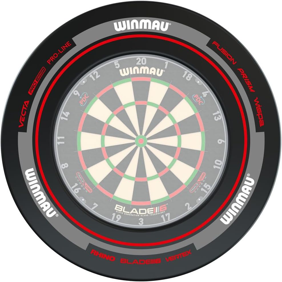 Winmau Dart Board Surround Ring - Advance Black and Red Dartboard Surround - Backboard Wall Protector
