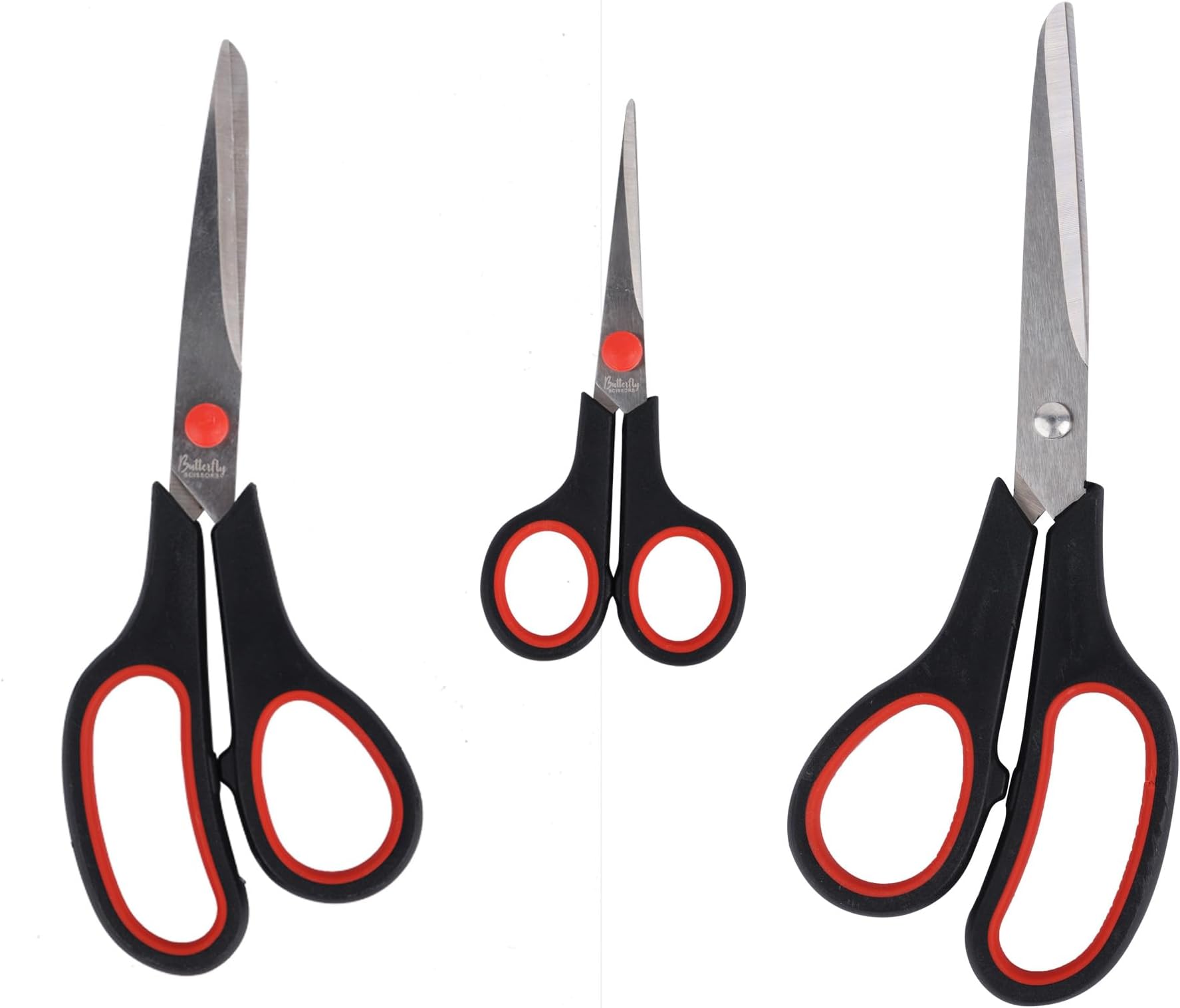 Butterfly Plastic Multi purpose Scissors for Office Set of 3 | Lightweight Scissors for Art and Crafts, Cloth Cutting, School Projects- Ideal for Paper, Sheet, Leaf, Salon, DIY