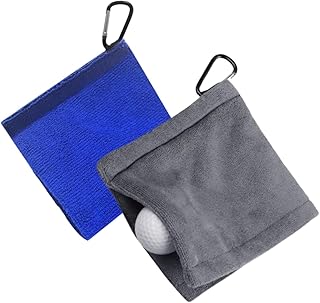 2 PCS Golf Pocket Towels,Portable Microfiber Golf Ball Towel for Golf Ball Wiping,Fabric Cleaner with Clip for Men Women G...