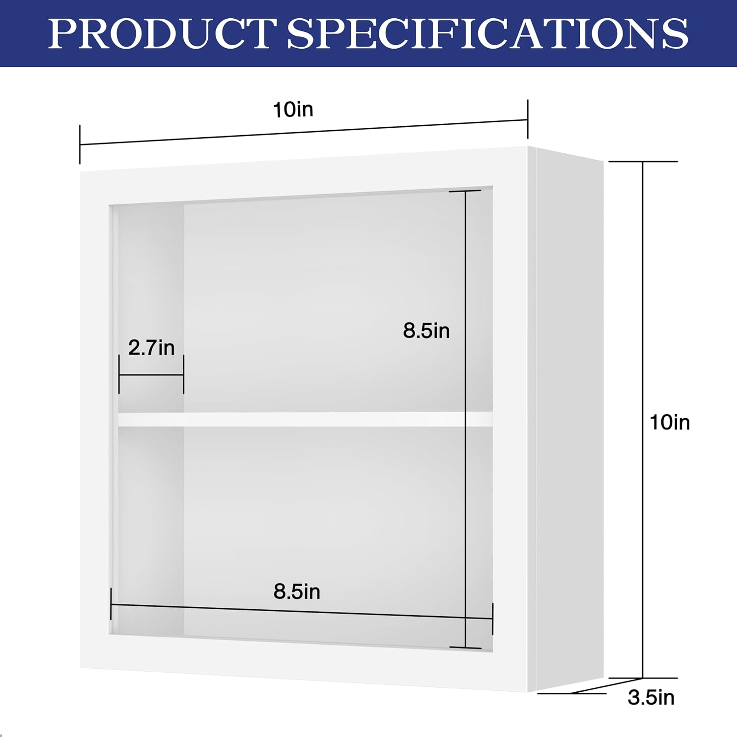 An&He 10x10 Shadow Box Frame Engineered Wood | with a 2.7" Usable Display Depth | Includes Acid-Free Backing Board, UV Resistant Acrylic, and Hanging Hardware-White