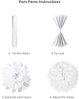 Vista 6 de ANSOMO Pompones de papel de seda pastel, decoraciones de fiesta, helado de arcoíris, flores de macarrón, para colgar en la pared, suministros