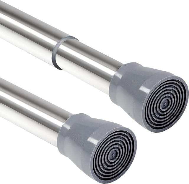 1Pc Tension Rod for Shower Curtain Rail No Drilling curtain pole Extendable Telescopic Curtain Rod Easy Fitting for Bathroom Kitchen Cupboards(50-80CM/19.7-35.4Inch,Stainless Steel)