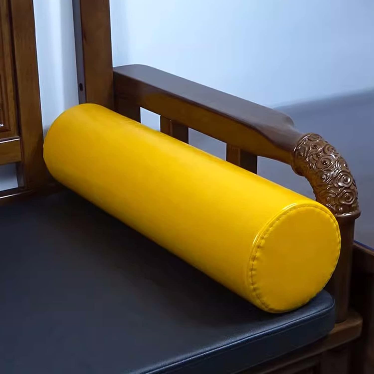 Round Neck Pillow for Sleeping, PU Leather Waterproof Long