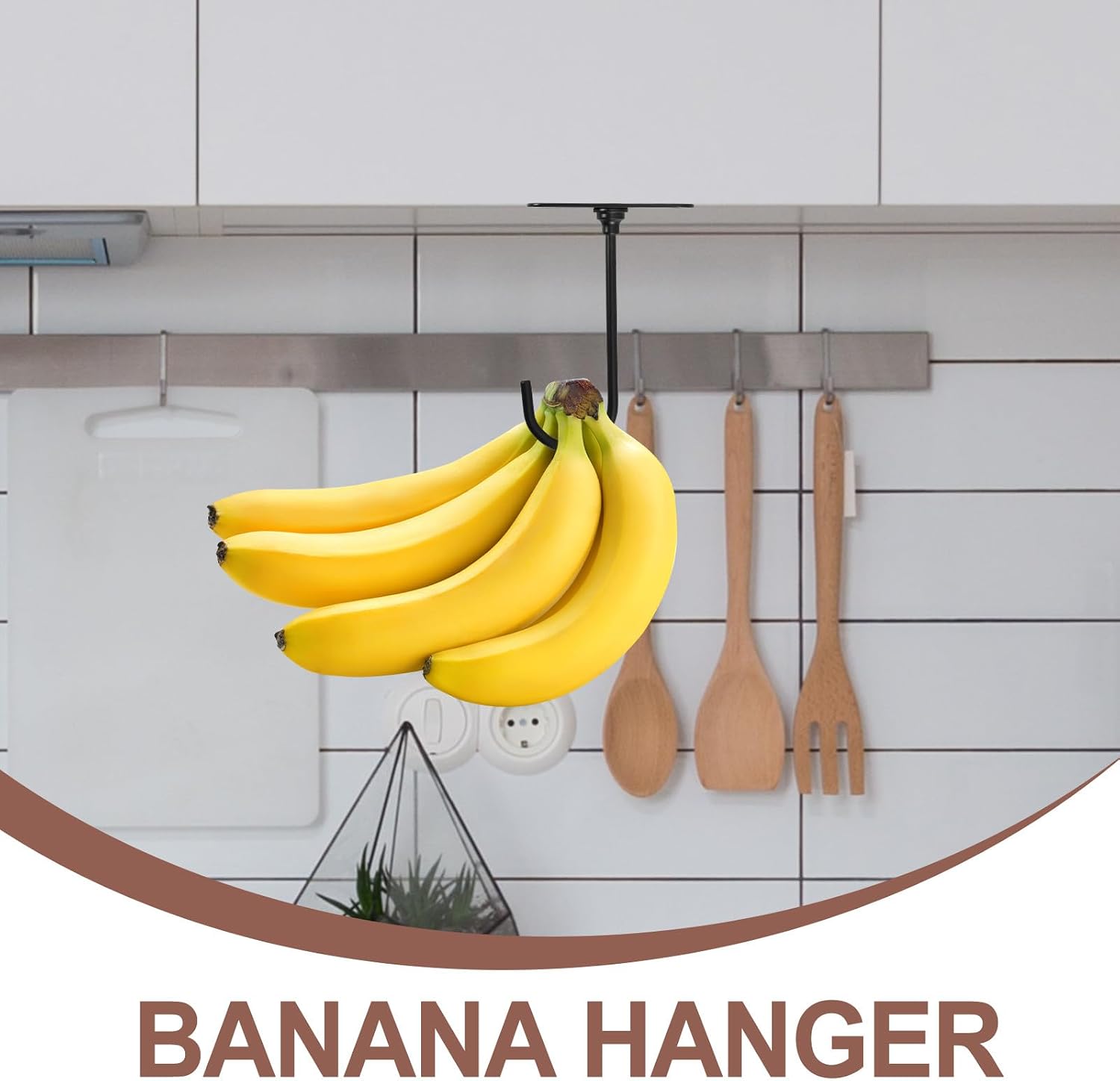 NUOBESTY Cabinet Metal Banana Holder Hook, Space-Saving Kitchen Fruit Hanger Rack for Fresh Banana Storage and Organization image 5
