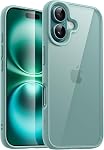 JETech Case for iPhone 16 6.1-Inch, Shockproof Phone Bumper Cover, Solid Color Matte TPU Frame, Anti-Scratch Clear Back (Teal)