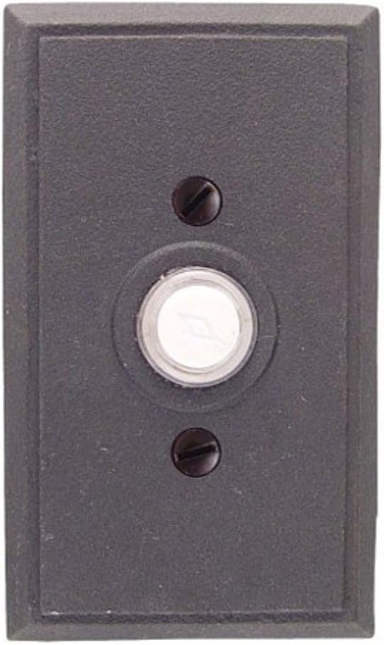 Emtek 2433 4-3/8" Height Rectangular Style Steel Lighted Doorbell Rosette from t, Satin Steel