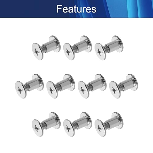 Miniatura 23 de Poste de tornillo para orificio de 3/16 pulgadas (0.197 in) de diámetro, hebilla de cinturón hembra M5x25mm, pernos de encuadernación de tuerca