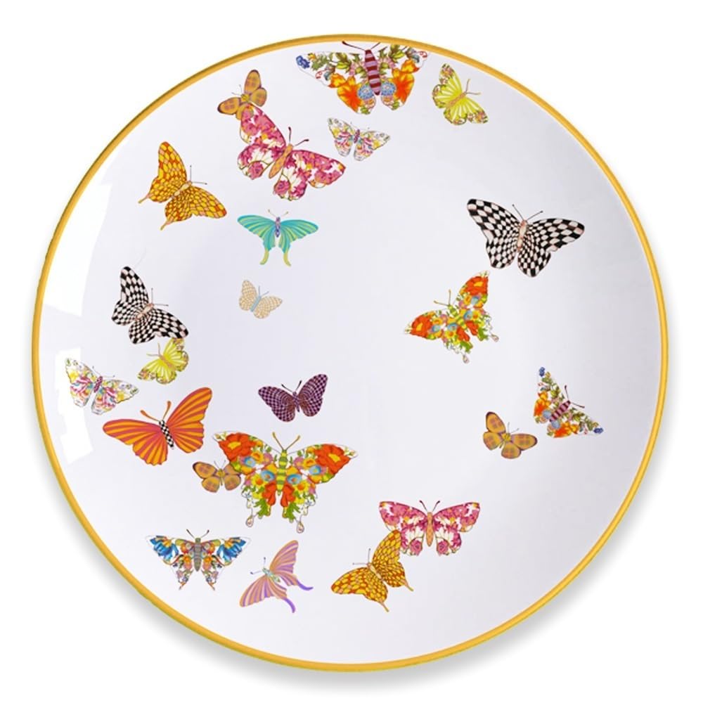 Talerze obiadowe, Boże Narodzenie, zastawa stołowa, miski i talerze, porcelana kostna, talerze obiadowe, miski i talerze, zestaw 4 płaskich talerzy motylkowych, ze złotymi wykończeniami, talerze