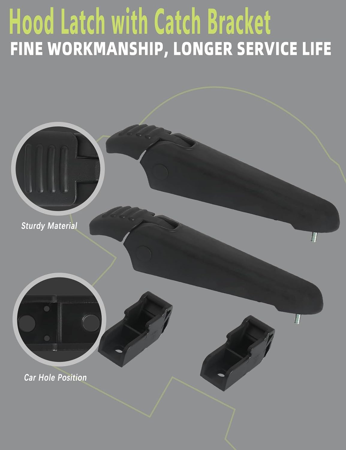 Hood Latch with Catch Bracket Compatible with Ford F-650/ F-750 2000-2010/ Sterling LT7500 LT9513 2005 Accessories Parts Replaces HLK1029K HLK2012 F6HZ16700BA F8HZ16700AA Pair