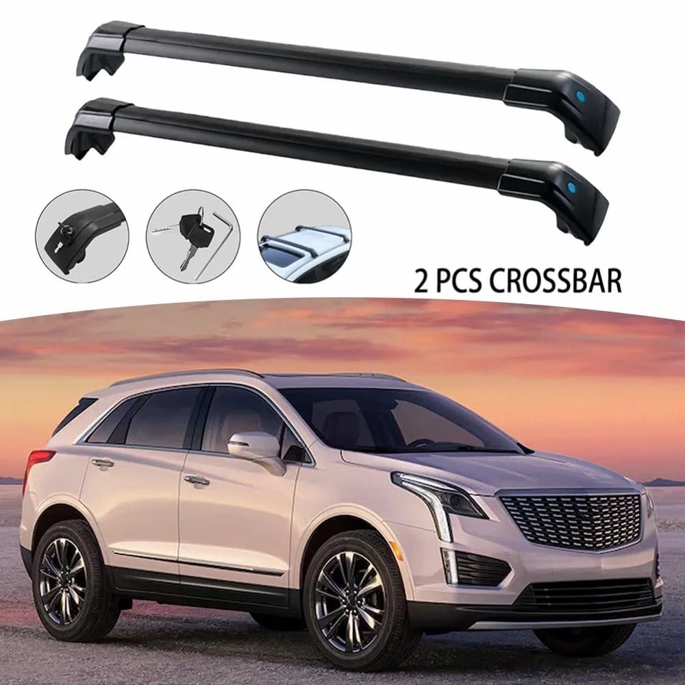 Bagażnik dachowy Pasuje do Cadillac XT5 2017-2026 2 szt. Poprzeczka relingi dachowe zamykany bagażnik regulowany Ogólny bagażnik dachowy(All silver)
