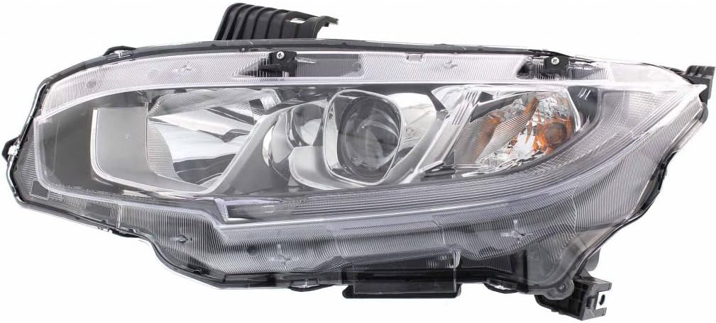 CarLights360: For 2016 2017 2018 HONDA CIVIC Head Light Assembly Driver Side w/Bulbs (Black Housing) - (CAPA Certified) Replacement for HO2502173