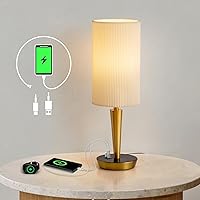 Vista 1 de MODIVO Bedside Table Lamp with USB-C/A Charging & Touch Control, 17" Bronze Color-Finish Design & Dual-Layer Wave Shade - 3-Level Dimmable, Stable