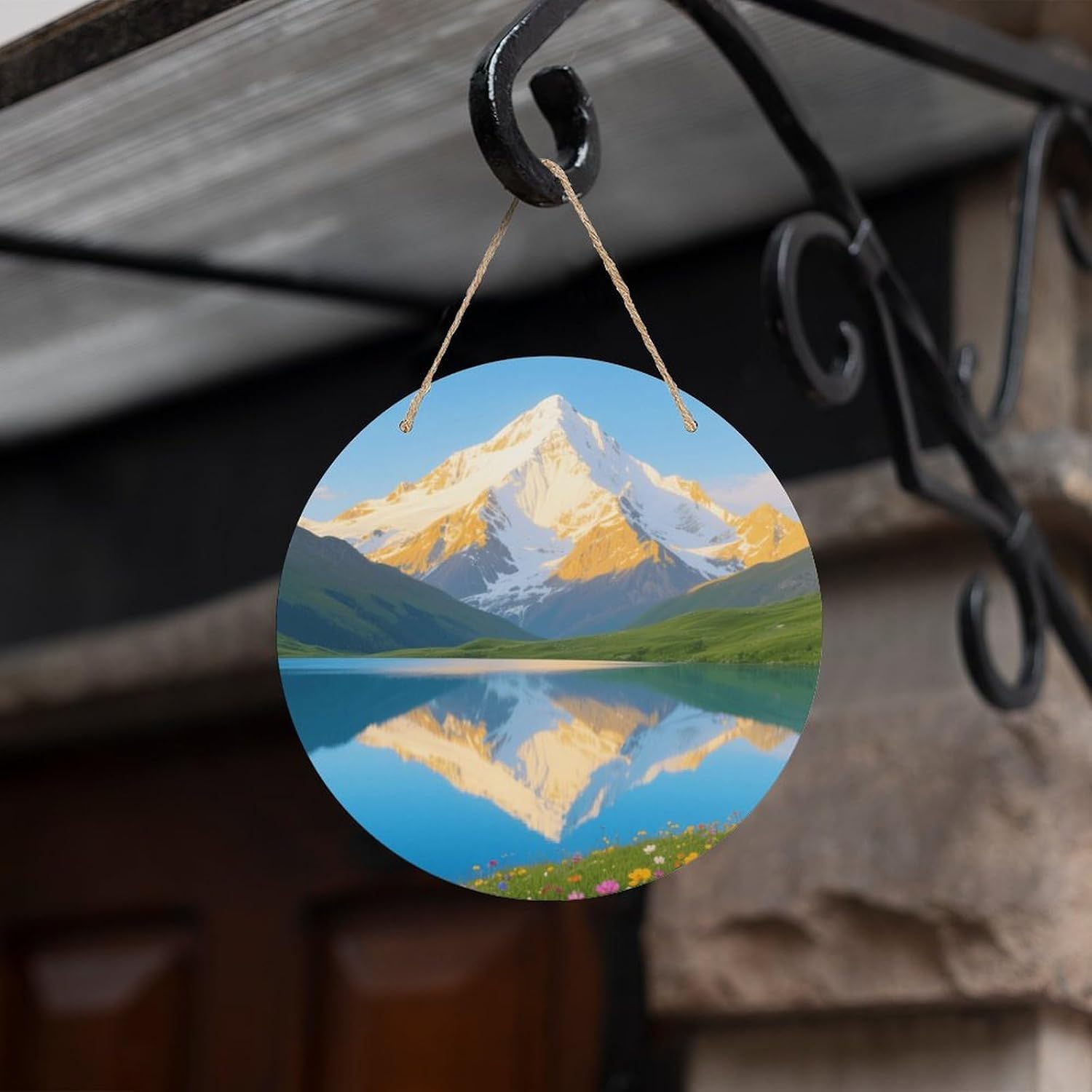 Snow-Capped Mountains and Lakes Painting Wood Painting