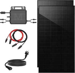 GreenSun Balkonkraftwerk Komplettset 1000W Solarmodul, 2 × 500W bifazialen Glas-Glas-Solarmodulen Full Black, MARSTEK 800W Mikrowechselrichter mit 2 MPPT, WLAN und App, 2 × MC4-Verlängerungskabel 2m