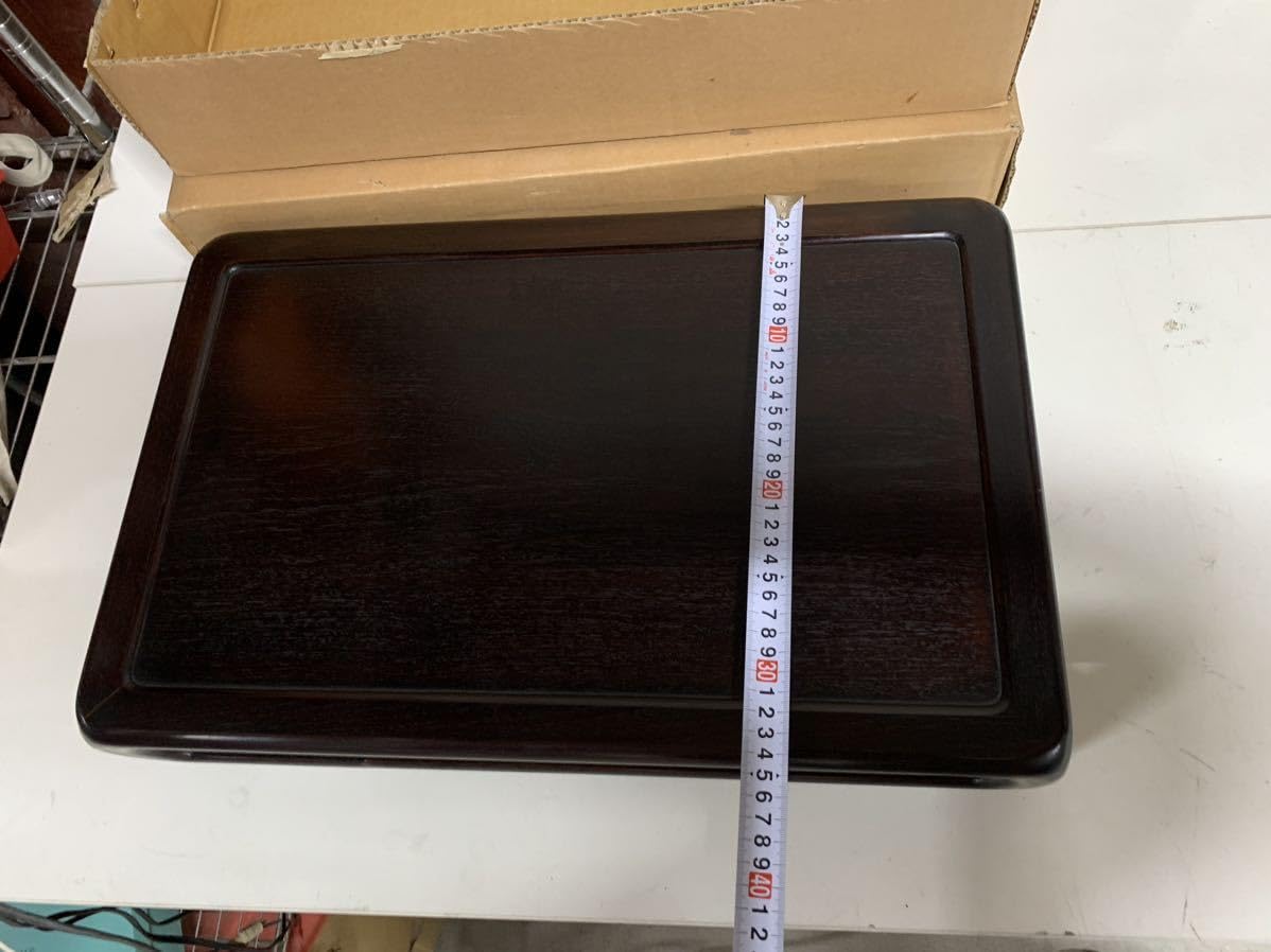 下村作　紫檀　飾り台　花台　 香炉台 盆栽台 茶道具 中国美術 唐木丸台 瓶座 花台 香炉台 飾台 紫檀 盆栽台 如意足