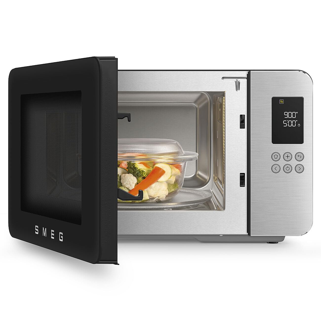 Smeg, Four à Micro-ondes avec Grill MOC01BLMEU, 4 Fonctions et 18 Programmes Automatiques, Technologie Inverter, Système de Fermeture Soft Close, Accessoire Grille Inclus, 1900 W, Noir Mat