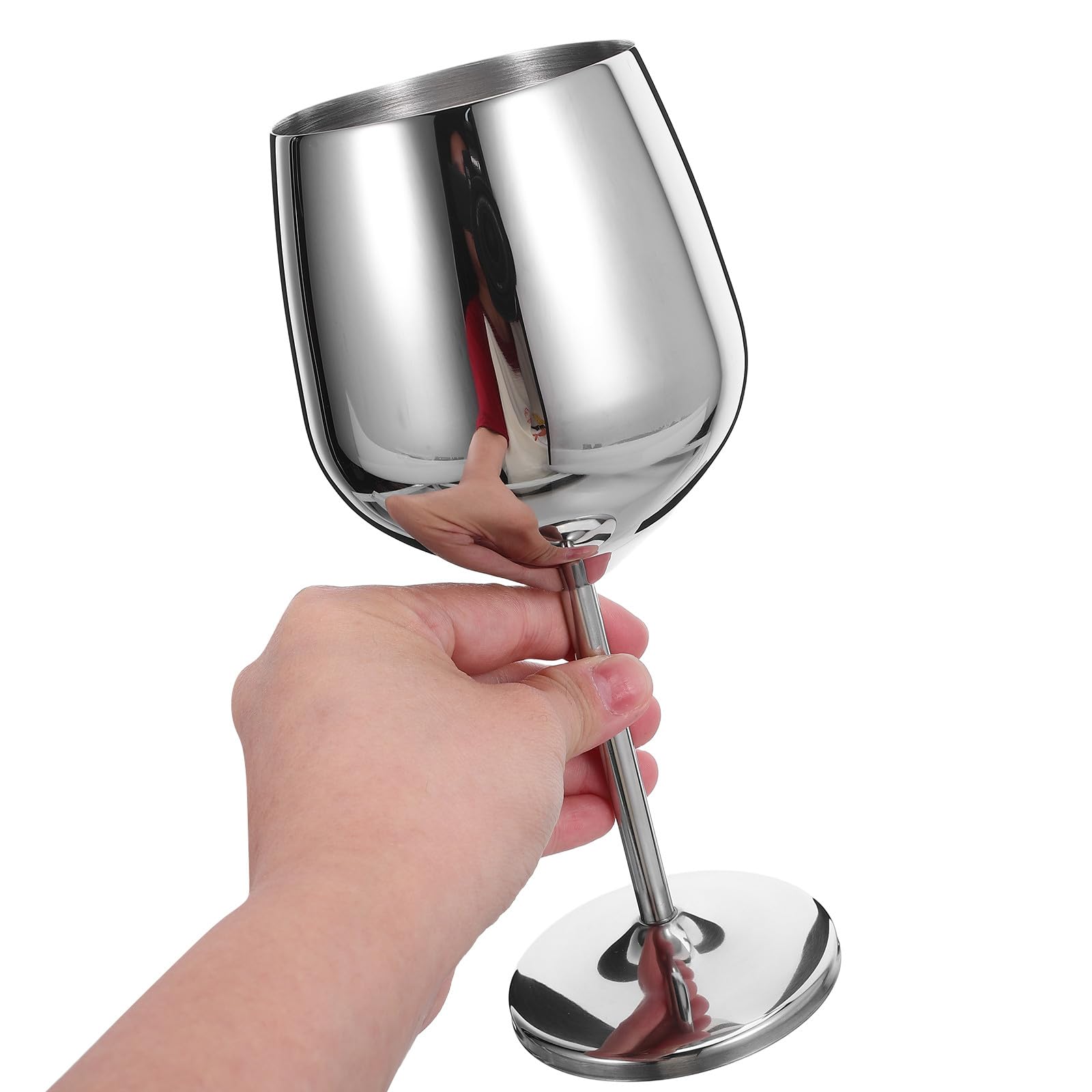 Set di 2 Bicchieri da Vino in Acciaio Inossidabile 500ml Leggeri Gambo lungo Design Elegante per Hotel e Relax a Bordo Piscina