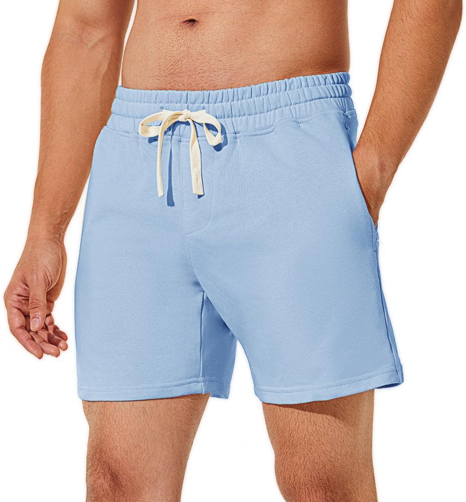 NIMENJOJA Mens 5.5" Athletic Gym Shorts Cotton Workout Jogger Sweat Shorts with Upgrade Premium Zipper Pockets and Drawstring