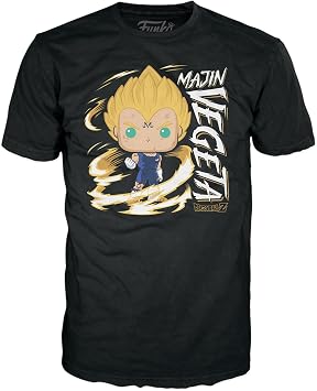 Funko POP! & Tee DBZ - Majin Vegeta - Glow In the Dark - Medium - T-Shirt - Clothes With Collectable Vinyl Figure - Gift Idea - Toys and Short Sleeve Top for Adults Unisex Men and Women - Anime Fans