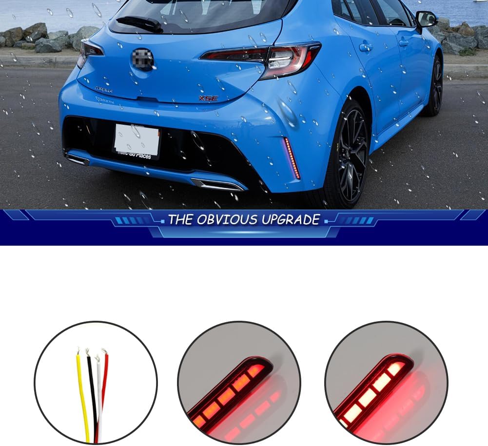 3 in 1 For 2019 2020 2021 2022 Toyota Corolla Rear Bumper Reflector Brake Lights Sequential Turn Signal Light Red Lens