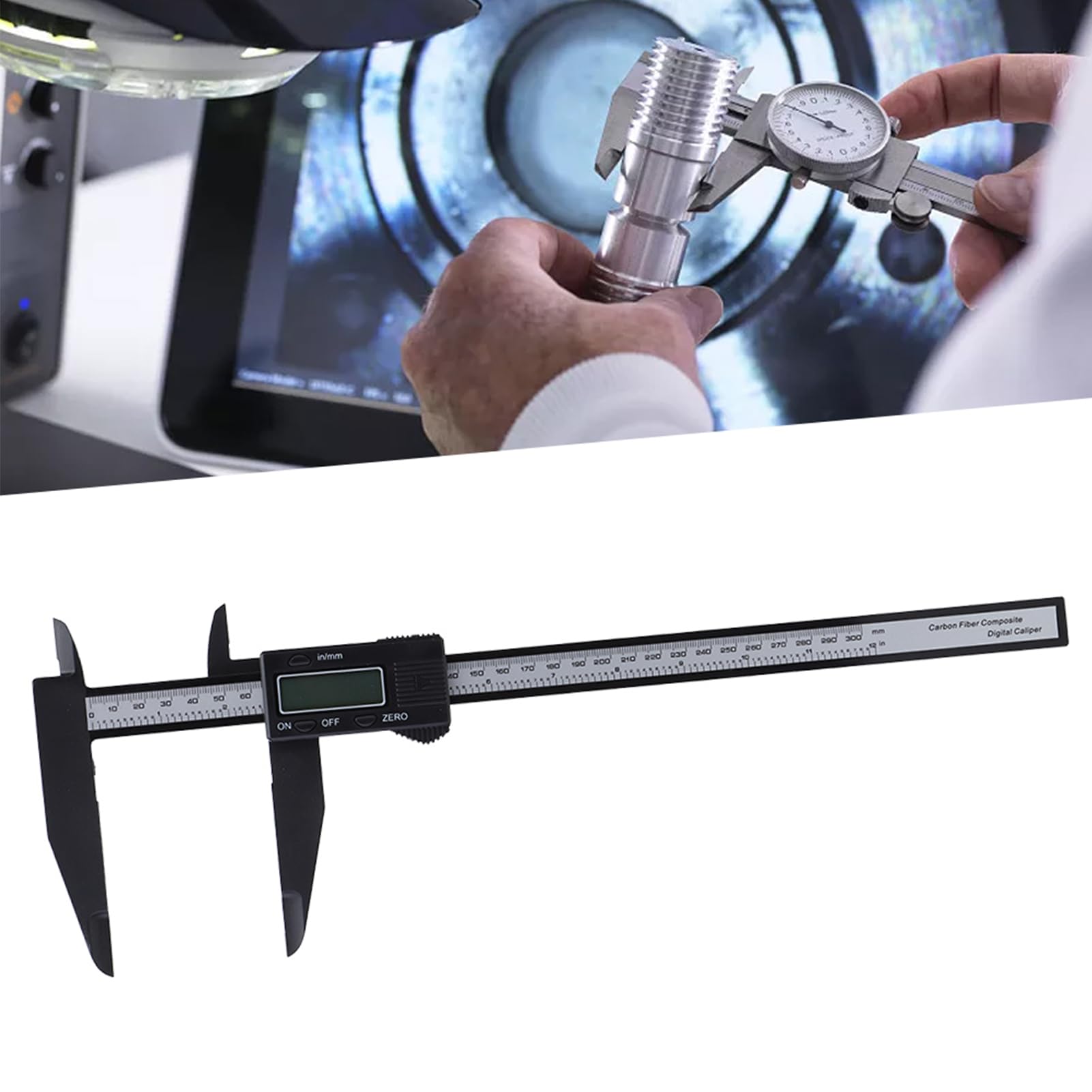Calibro digitale in fibra di carbonio, micrometro elettronico LCD, strumento di misurazione per falegnameria, scuole e aziende agricole, 150 mm 300 mm