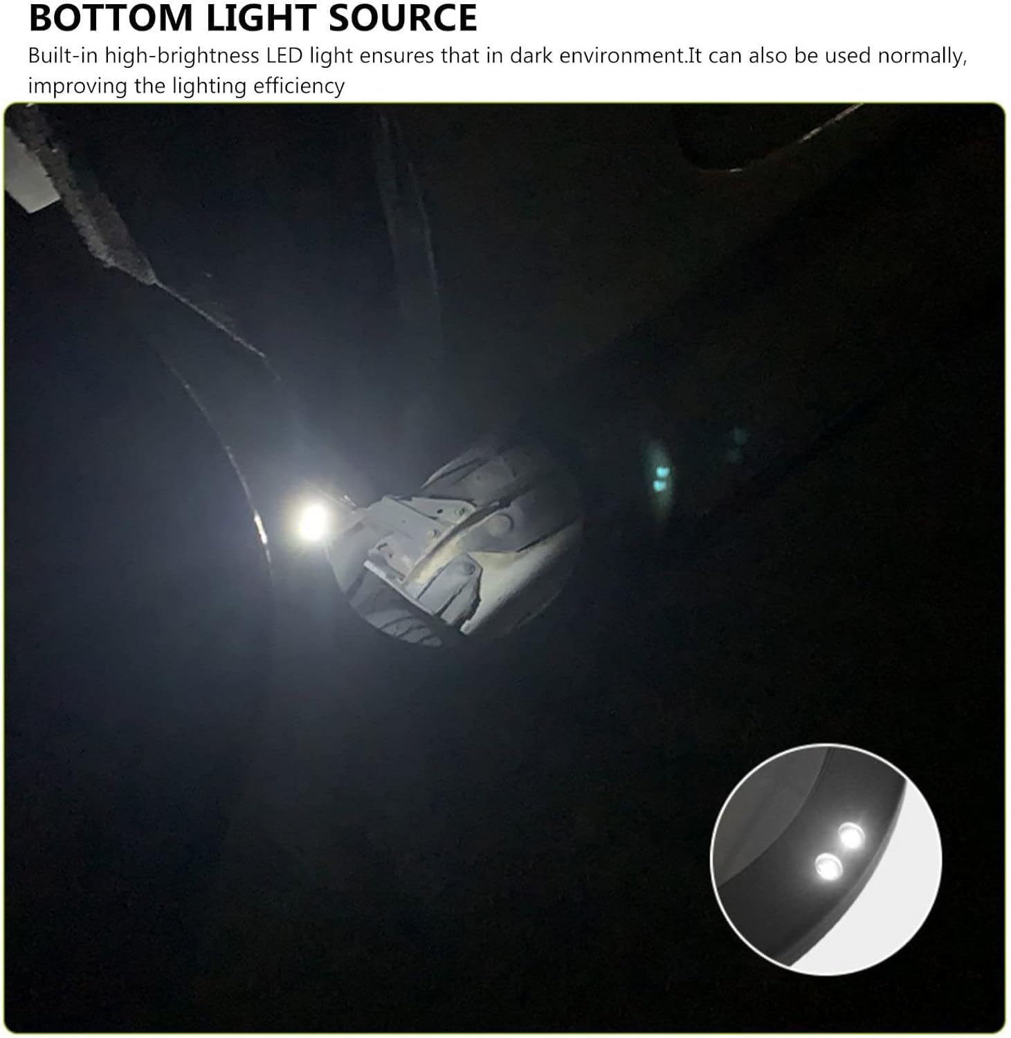 Espejo de inspección telescópico para vehículos con luz LED, de 20" a 62", diámetro de 16 cm, Convexo, ángulo Ajustable de 360°, Efecto HD 2X.