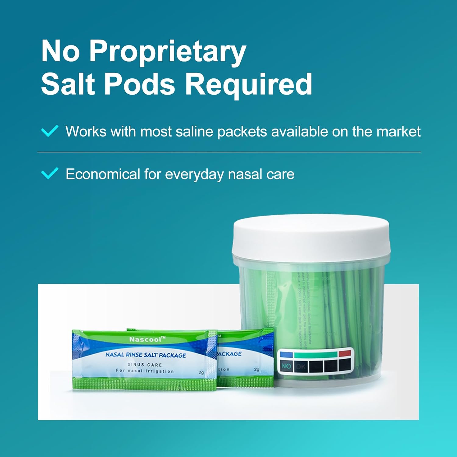 Nascool Electric Nasal Irrigation System with 50 Salt Packets, 2 Modes Nose Cleaner with SelfCleaning & Auto Waste Collection Function for Sinus Relief Runny Nose, Nasal Congestion, Itching Nose