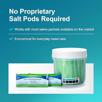 Nascool Electric Nasal Irrigation System with 50 Salt Packets, 2 Modes Nose Cleaner with SelfCleaning & Auto Waste Collection Function for Sinus Relief Runny Nose, Nasal Congestion, Itching Nose