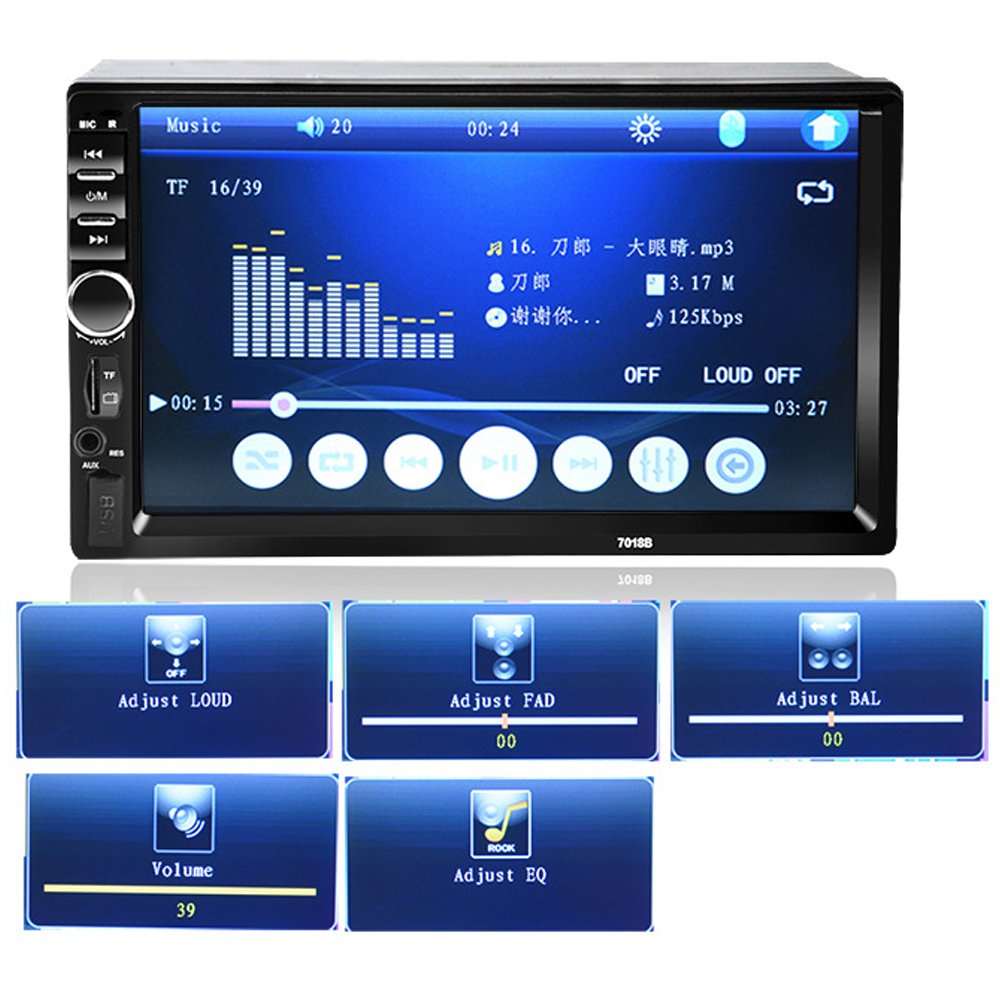 PolarLander 2 DIN 7" de Pantalla táctil de Coches Reproductor de Audio de Radio Soporte Bluetooth Manos Libres para Película Vista Posterior de la Rueda de Control de la cámara con Control Remoto