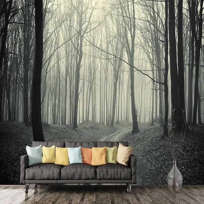 Papier peint retro foret brumeuse arbre 3D photo murale salon 400x280