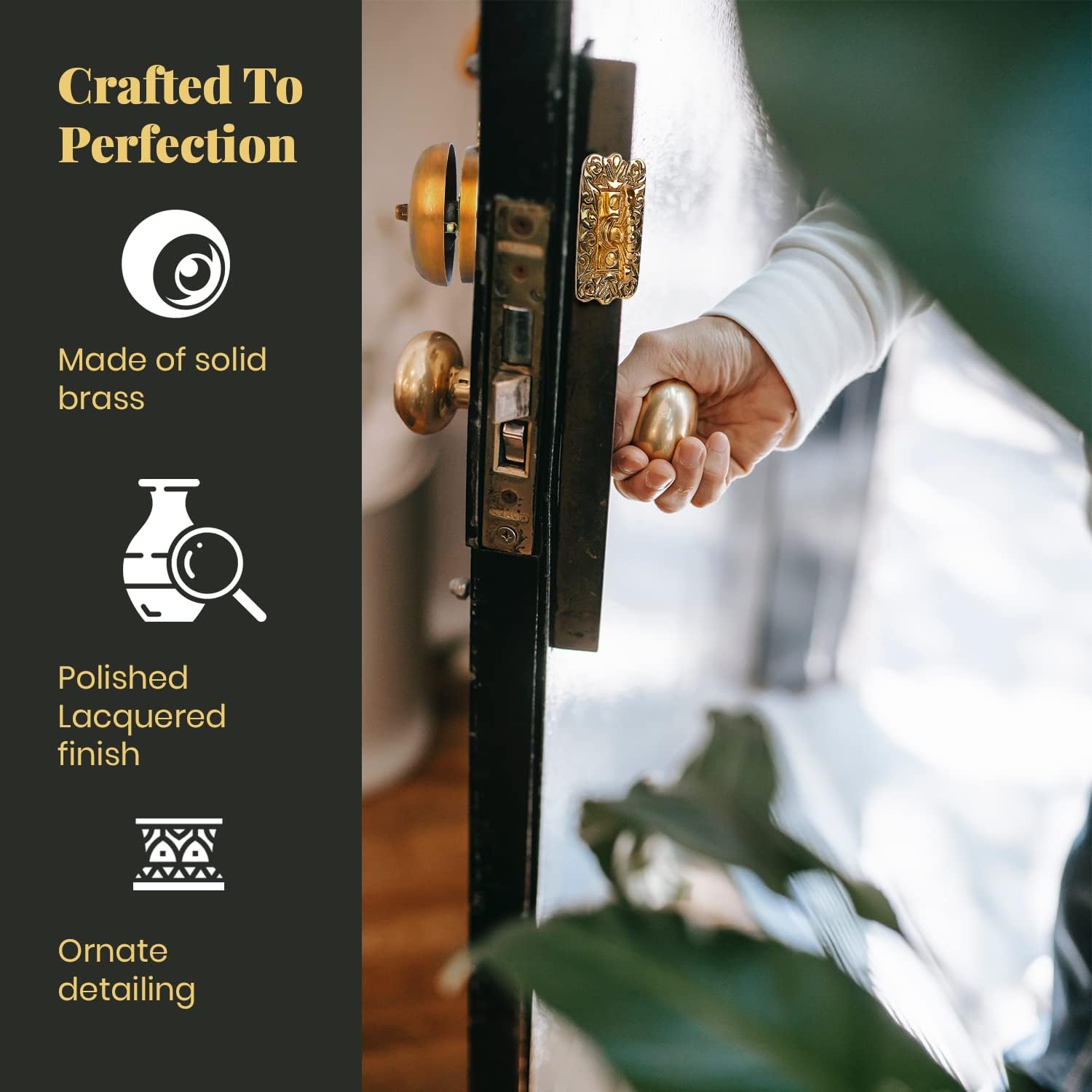 A29 Victorian Wireless Twist Doorbell, Solid Brass Mechanical Chime in Polished Lacquered Finish - Vintage Doorbell for Homes with Manual Hand Turn Chime, Decorative Classic Design, Easy Installation