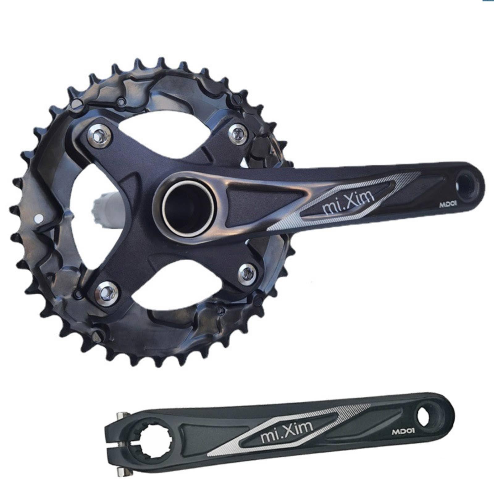 Crankset Guarnitura Singola Pedivelle Corona Trasmissione Struttura Rigida E Leggera in Alluminio E Acciaio Montaggio su Perno 24 Mm Pedivelle 170 Mm