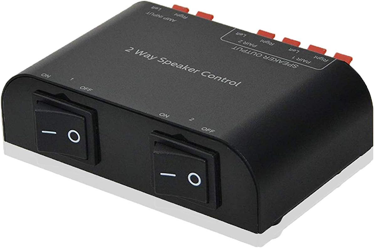 2-Channel Speaker Switcher Selector Box with Terminal Claps 150W RMS per channel, Black