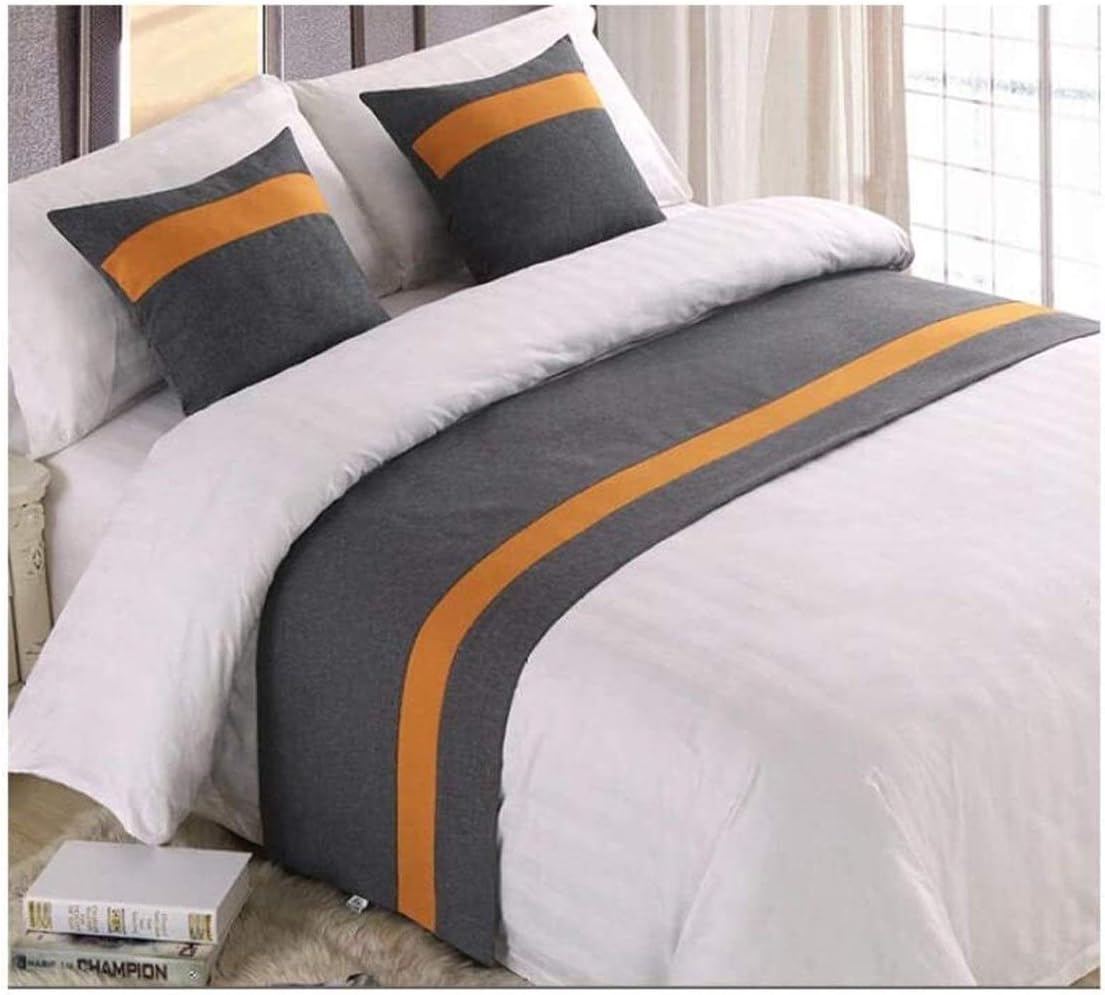 Bed Runner Scarf Bedding Cloth high-Grade Bed Tail pad Bed Cover Bed Trim Strip Hotel Bedding Bed Towel Bedroom Bedspread Protection(Gray,Cushion Cover+Pillow core)