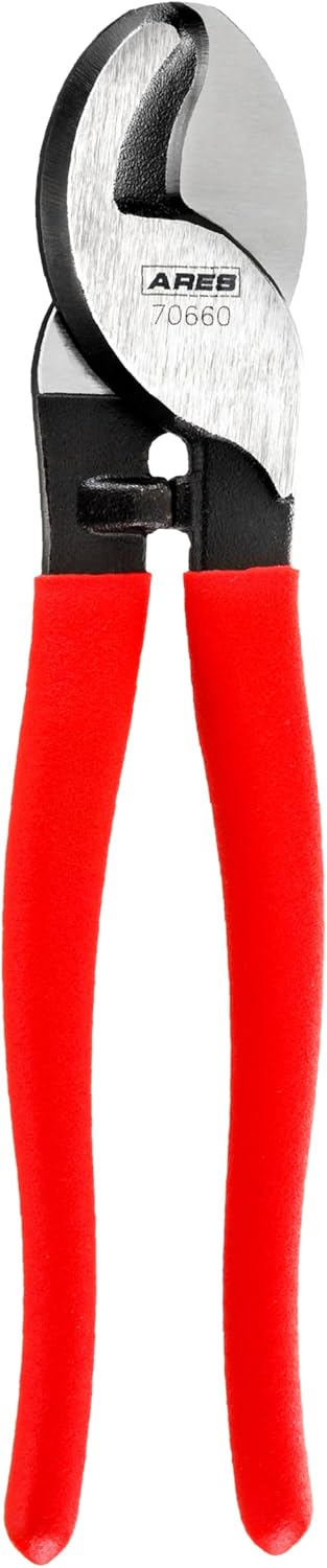 ARES 70660-10-Inch Electronics Cable Cutter Pliers - Coaxial Cable Cutter for Aluminum, Copper & Communications Cable - Heavy Duty Chrome Moly Steel Construction