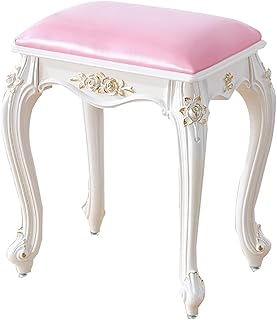 Vintage Carved Vanity Bench,Victorian Style Vanity Stool with Padded Cus...
