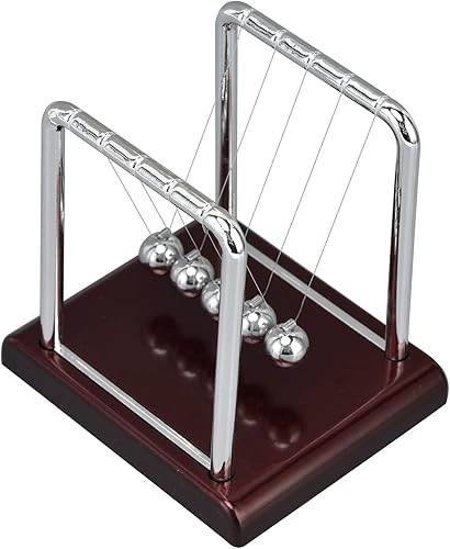 Miniatura 2 de Ejoyous Bola de equilibrio de Newton, bolas de péndulo de ciencia de física oscilante, juguete de movimiento de escritorio para decoración de