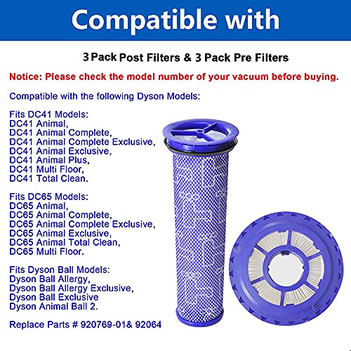 Mochenli 6 Pack Replacement Vacuum Filter For Dyson Dc41 Dc41 Dc65 Dc66 Vacuum,3 Pack Post Filter & 3 Pack Pre Filter #TOP1