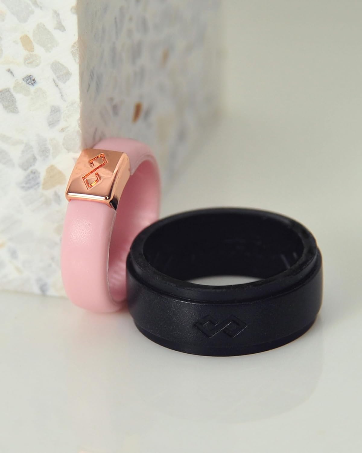 Rinfit Matching Silicone Rings for Couples - Silicone Wedding Bands Sets for Him and Her - MetalInfinity & Infinity Patented Design