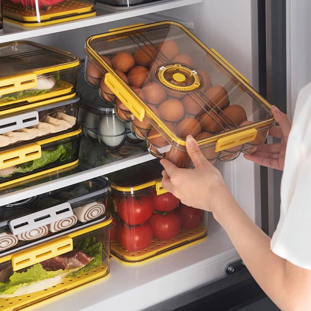 Cabilock Fridge Egg Holder Multifunctional Storage Box Stackable Fridge Food Box Food Storage Lids