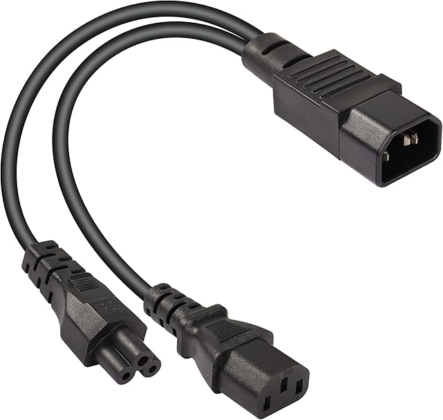 CERRXIAN 1FT C14 to C5 + C13 Y Splitter Power Cable,IEC 320 C14 Male to C5+C13 Female AC Conversion Cable,Suitable for Computer,Projector, Scanner,Printer,Etc