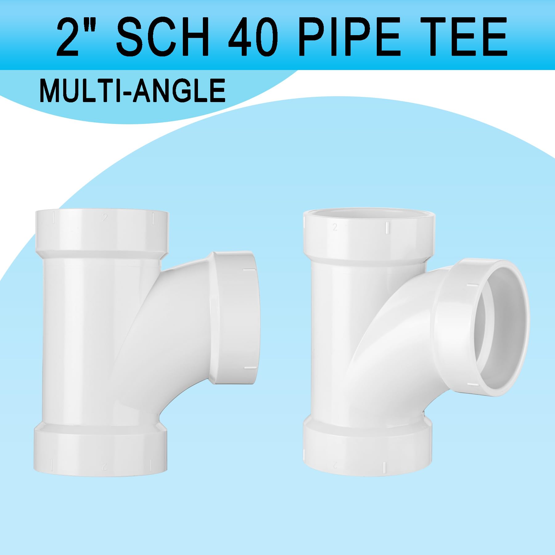 PPT-753 PVC-T-Stück, 5,1 cm (2 Zoll) PVC-T-Stück, T-Schedule 40, weiße Rohrverschraubungen, 10 Stück