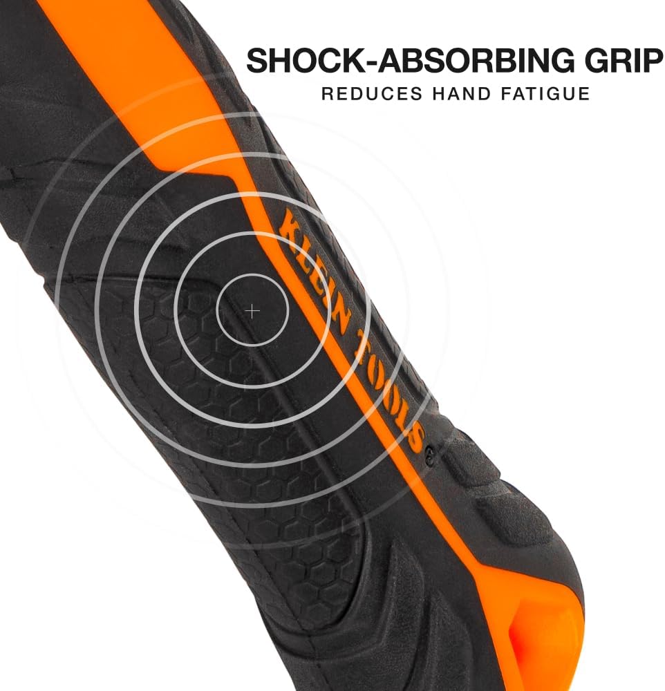 Klein Tools H80692 Sledge Hammer, 2-Pound Smooth Face Drilling Hammer with Fiberglass Handle, Shock-Resistant Design for Striking and Demolition, Includes Lanyard Hole