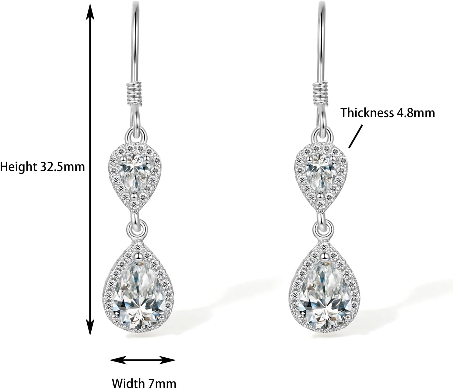 Silver Teardrop Earrings for Women Dangle Earring trendy Rhinestone Crystal Dainty Drop Earrings - Image 7